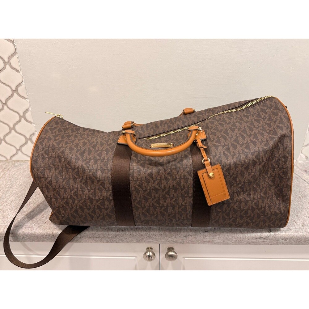 NWOT Michael Kors Travel Large Weekender Duffle Bag - Brown / Luggage Logo